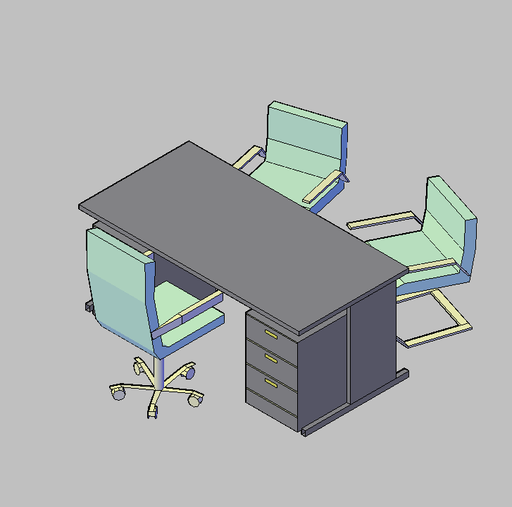 Bloque Autocad Vista de Mesa despacho 10 en 3D
